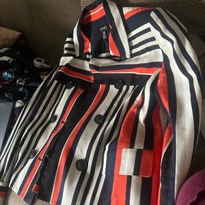 Jones New York Women's Bold Striped Blazer - Black, Red, White